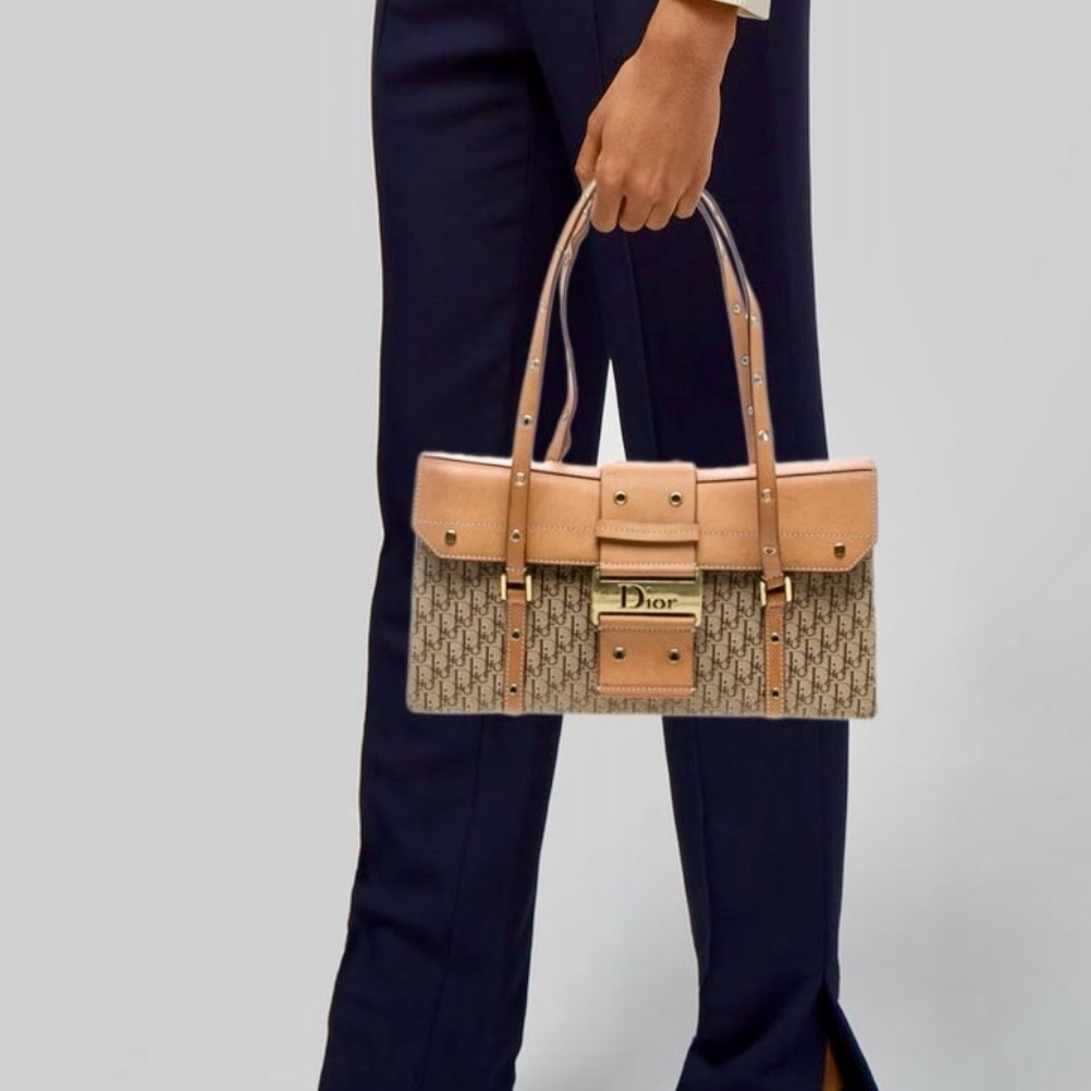 Christian Dior 2003 Diorissimo Street Chic Vintage Shoulder Bag, tan/gold, GUC - Picture 2 of 16